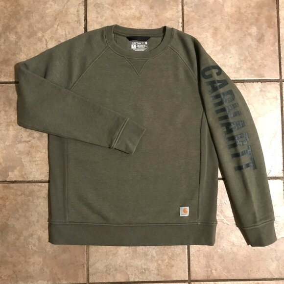 Women's Carhartt Relaxed Midweight Crewneck Sleeve Logo Sweatshirt-Size M(104410 - Picture 5 of 12